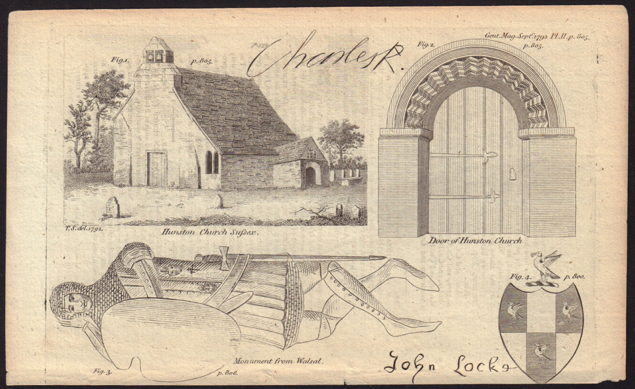 St Leodegar Church Hunston Sussex. Knight Effigy. King Charles II autograph 1792